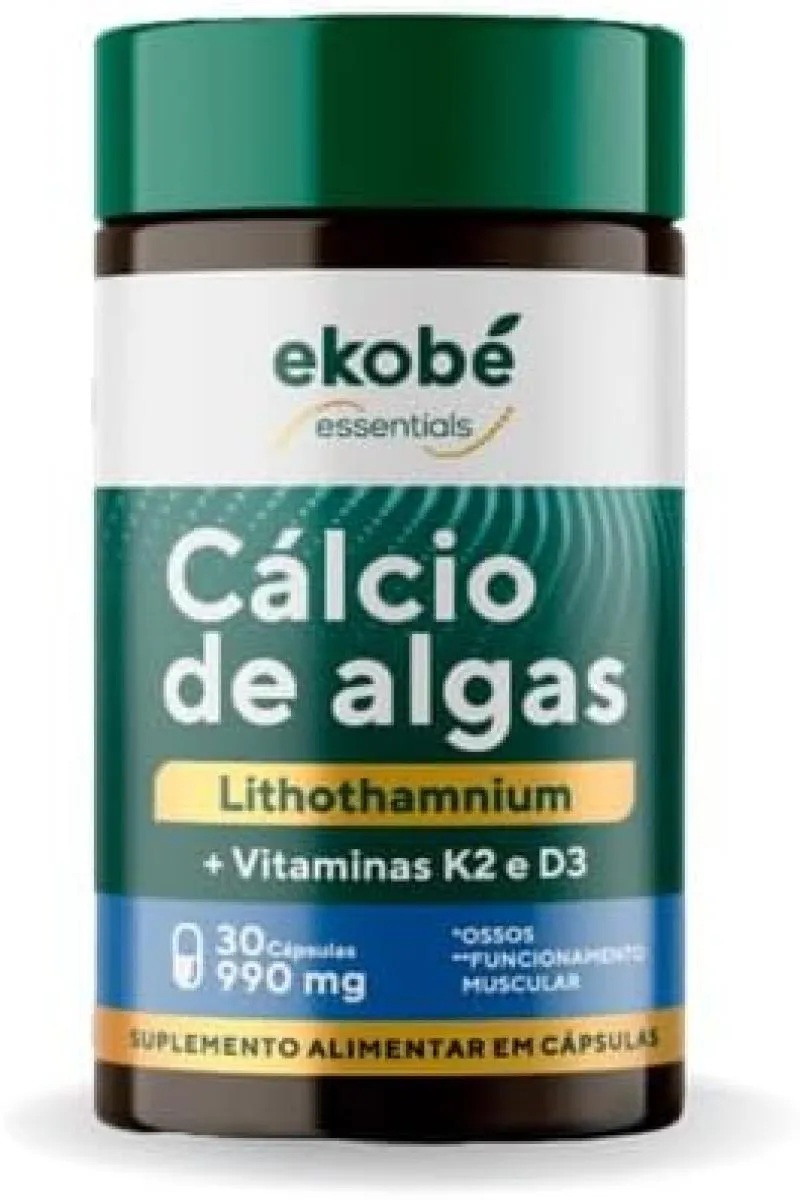 CáLCIO DE ALGAS + VITAMINAS K2 E D3 30 CáPSULAS 990MG EKOBé