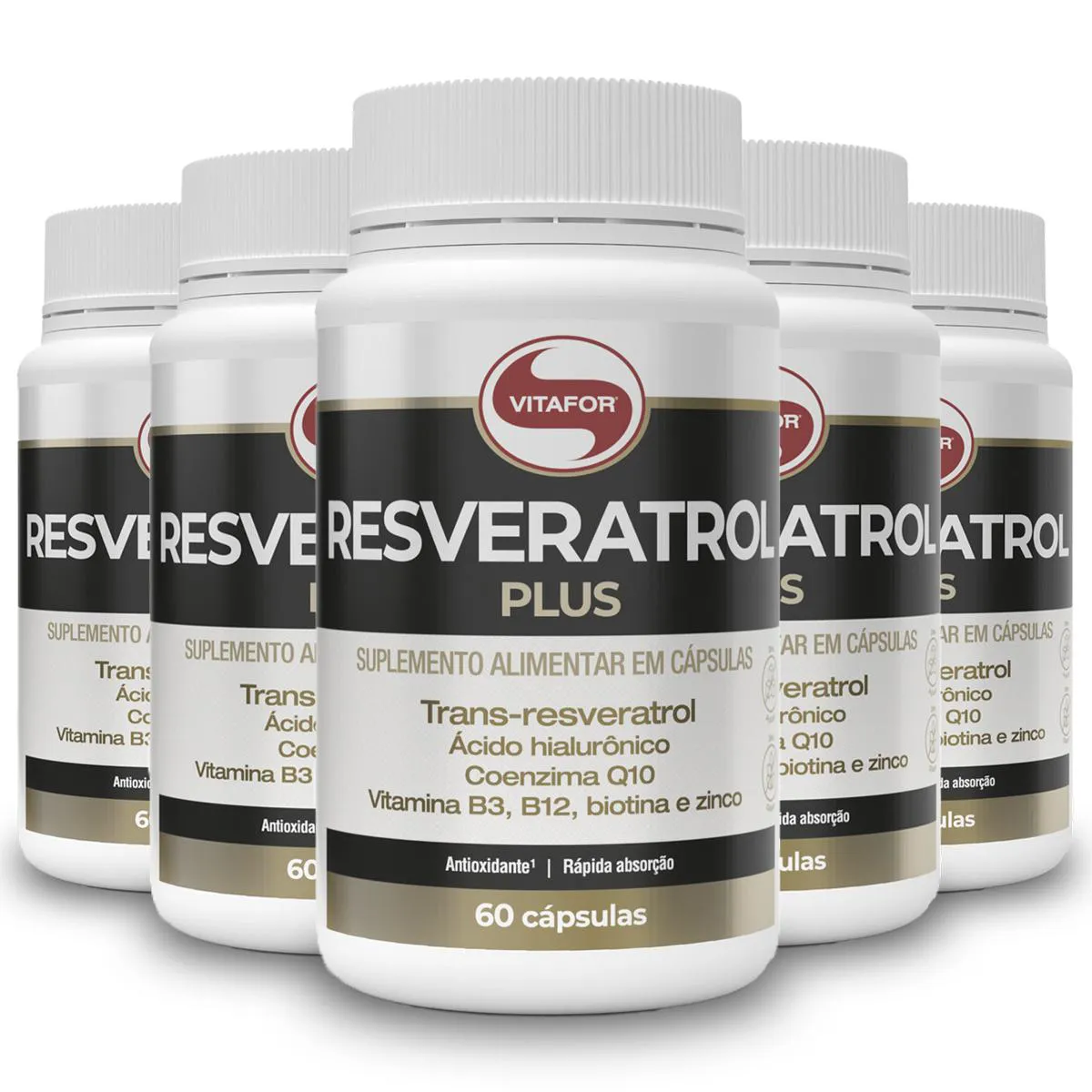 KIT 5 RESVERATROL PLUS VITAFOR 60 CáPSULAS