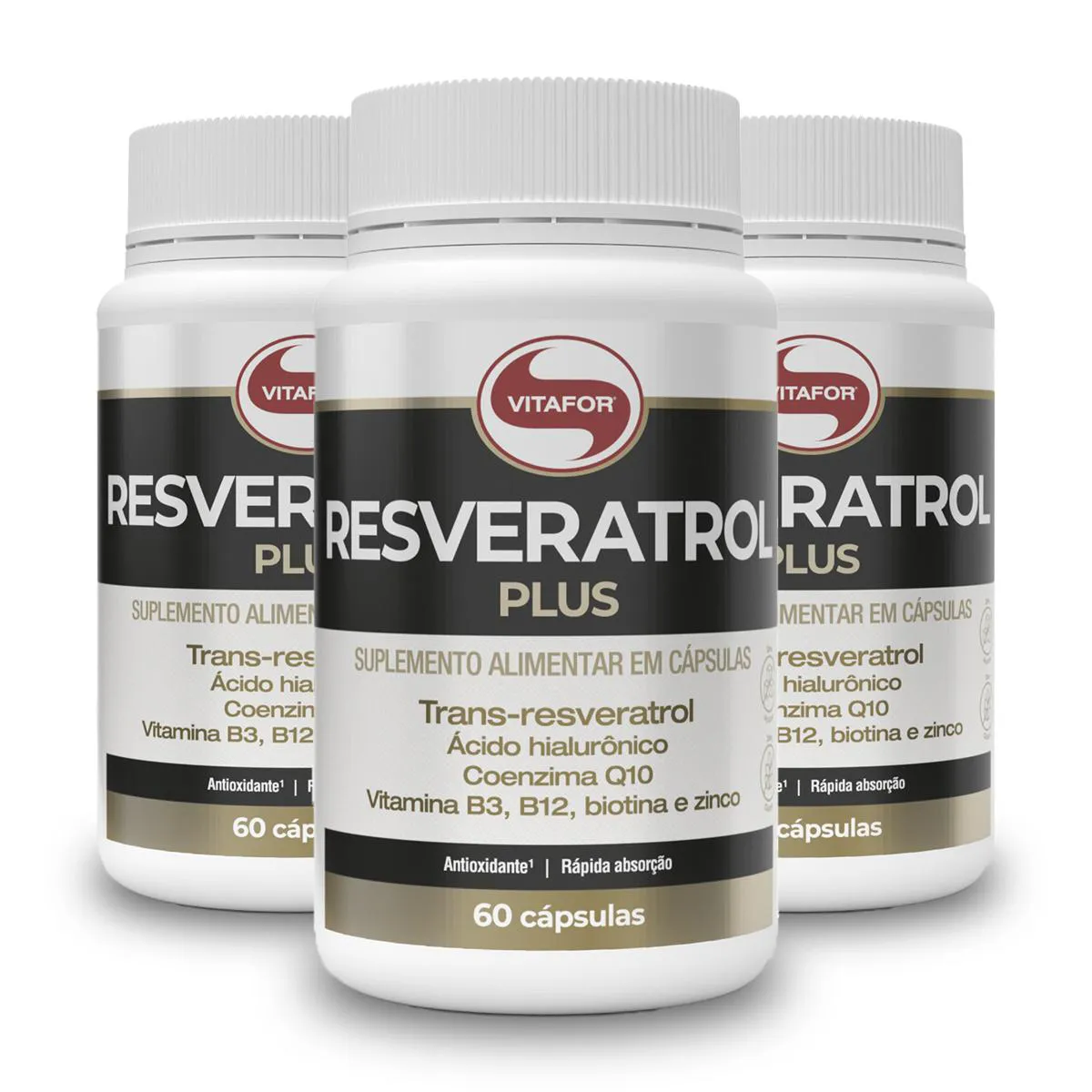 KIT 3 RESVERATROL PLUS VITAFOR 60 CáPSULAS