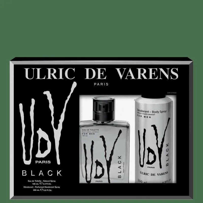 ULRIC DE VARENS KIT UDV BLACK + DEO EAU DE TOILETTE MASCULINO 100ml