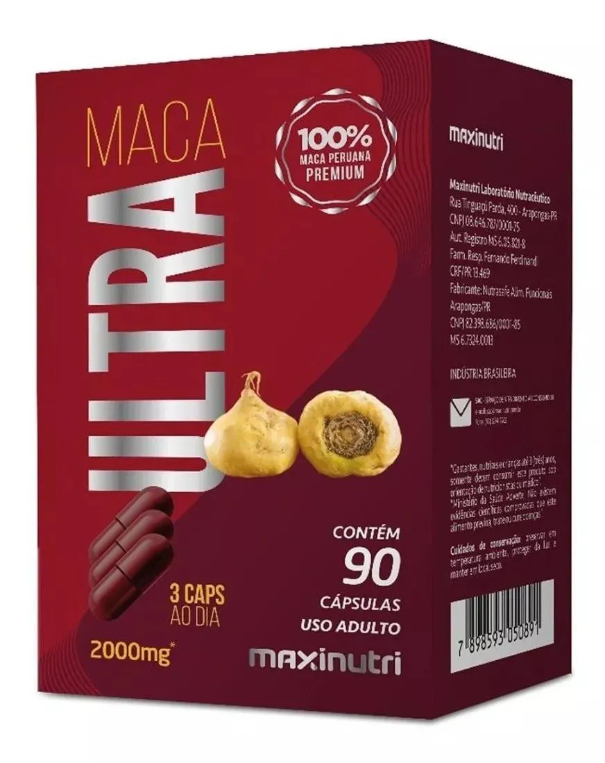 MACA PERUANA ULTRA MAXINUTRI 2000MG 90 CáPSULAS SEM Sabor