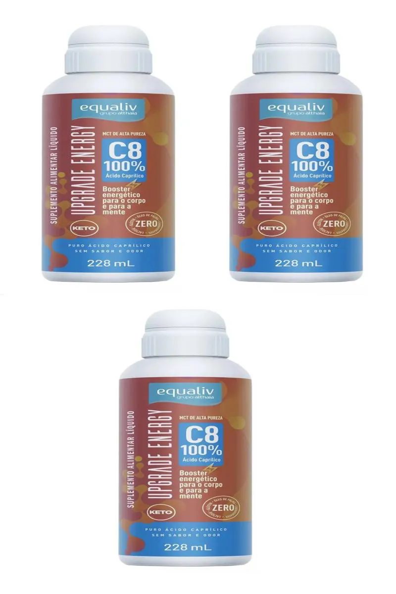 KIT 3 SUPLEMENTO EQUALIV UPGRADE ENERGY PURO CAPRíLICO 228ML