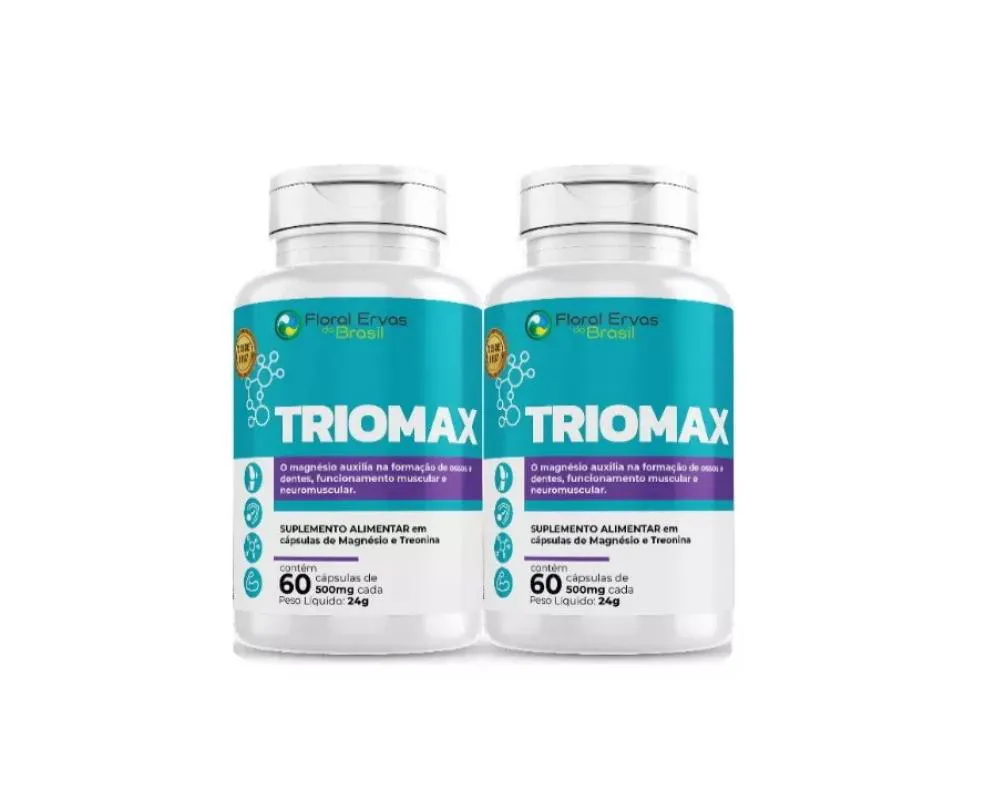 KIT 2X TRIOMAX 60 CáPS. MAGNéSIO TREONATO DIMALATO CLORETO QUELATO