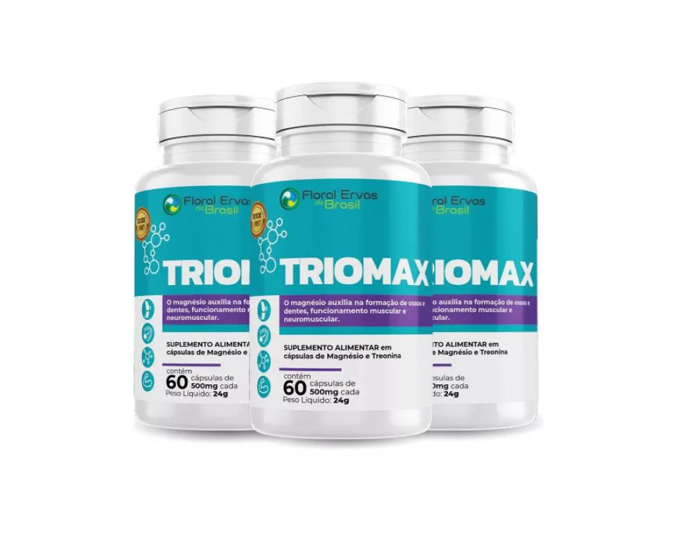 KIT 3X TRIOMAX 60 CáPS. MAGNéSIO TREONATO DIMALATO CLORETO QUELATO