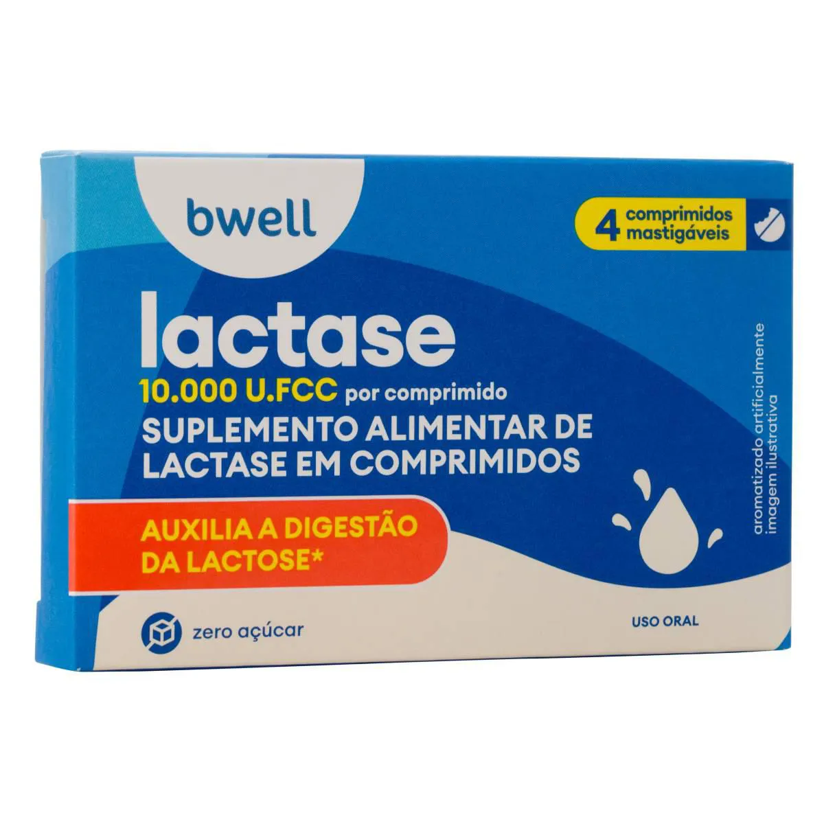 Lactase 10.000 U.FCC bwell 4 comprimidos mastigáveis