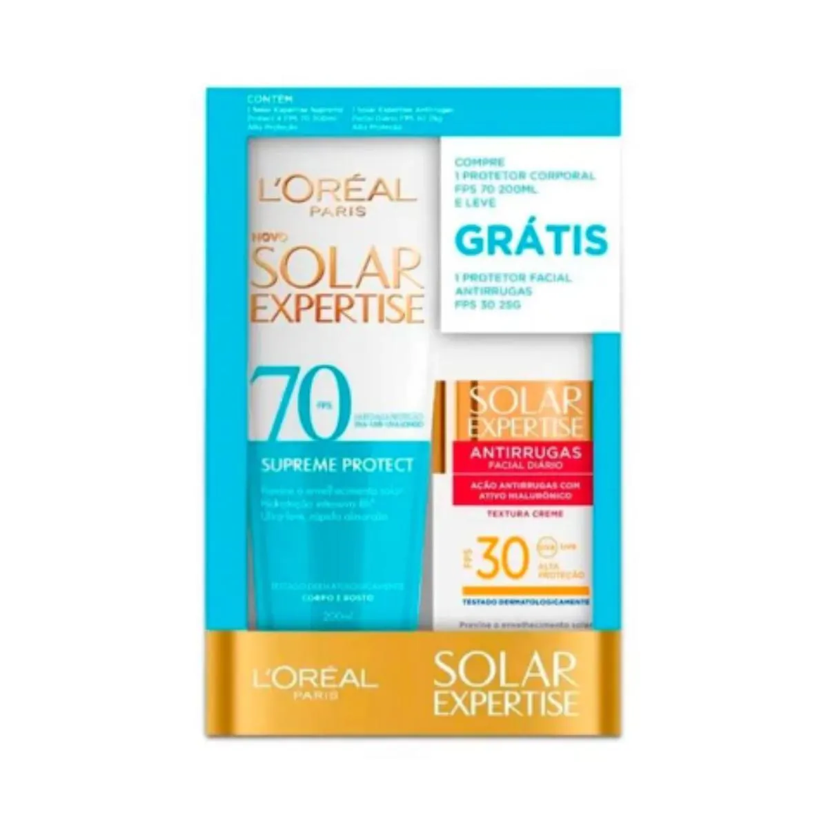 KIT LOREAL SUPREME PROTECT 70FP 200ML+PROTETOR FACIAL 30FP 25G