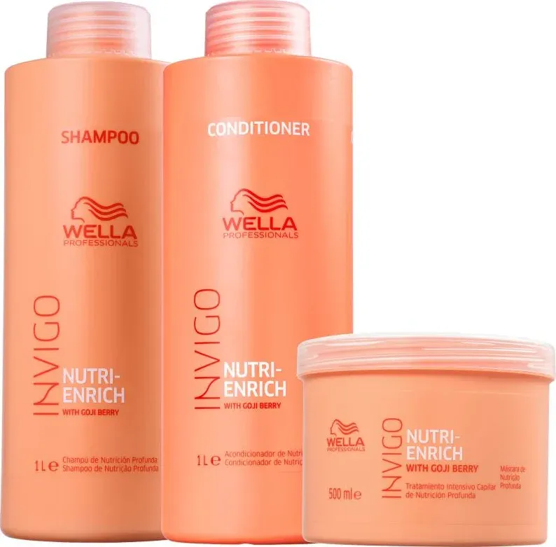 Kit Wella Nutri Enrich - Shampoo 1000ml + Condicionador 1000ml + Mascara 500ml