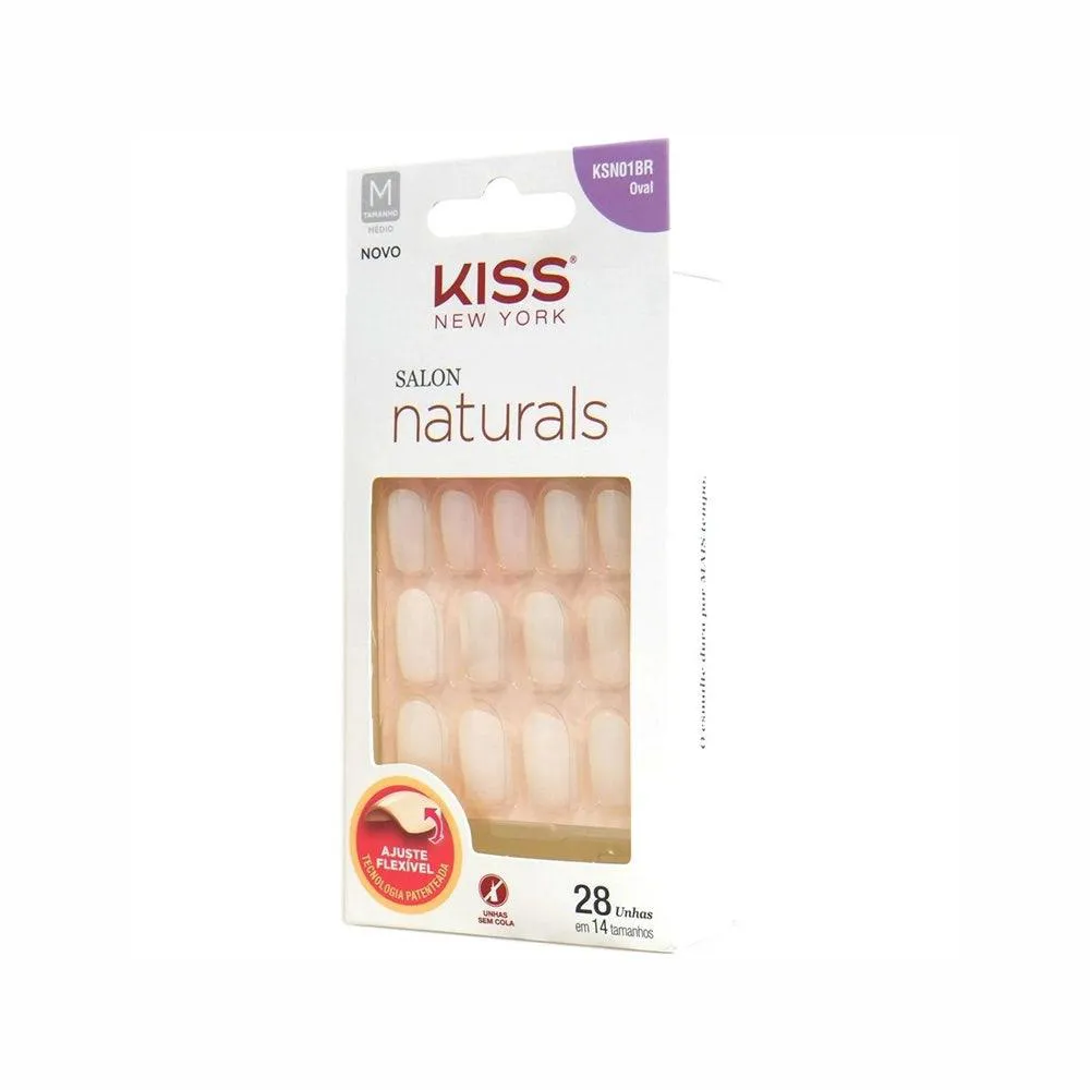 UNHAS POSTIçAS KISS SALON NATURALS MéDIO OVAL