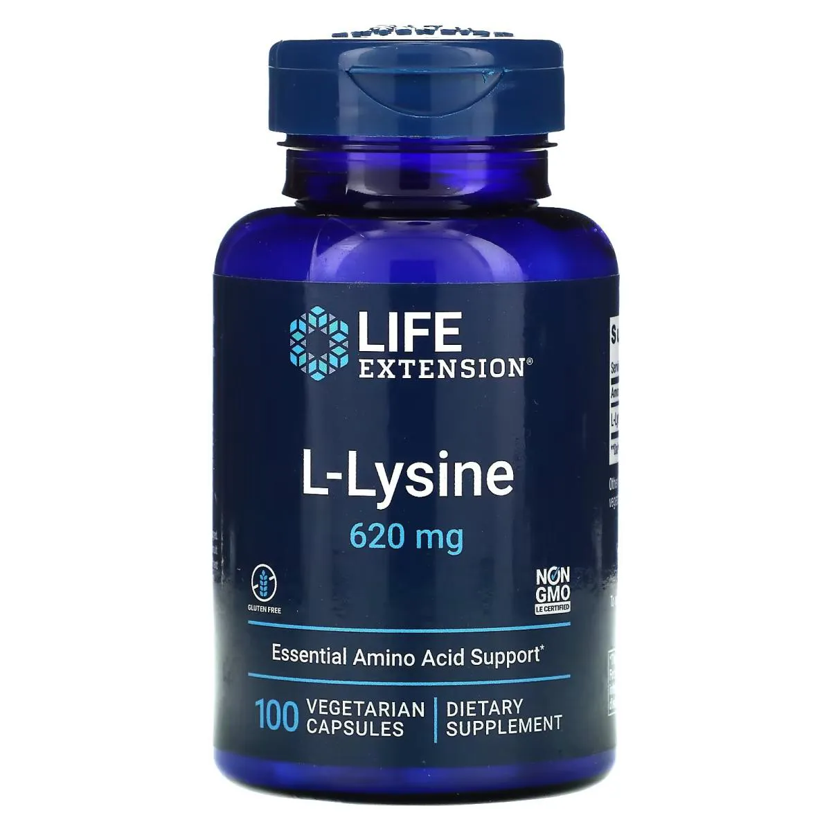 LISINA 620MG 100 CáPSULAS VEGETARIANAS LIFE EXTENSION