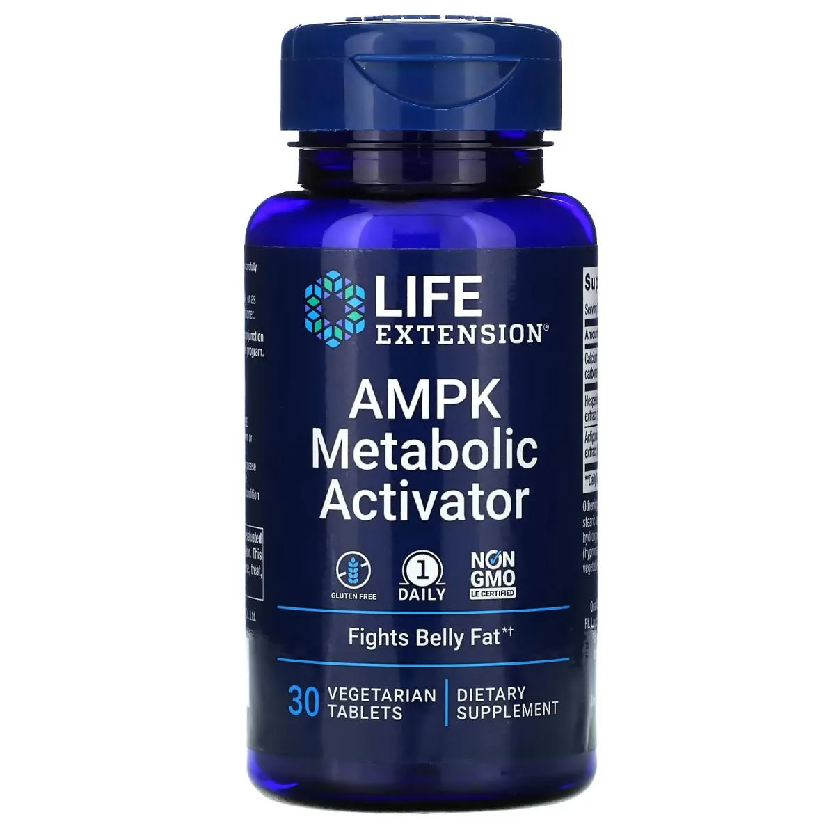AMPK  ATIVADOR METABóLICO DE 30 TABLETES VEGETARIANOS LIFE EXTENSION