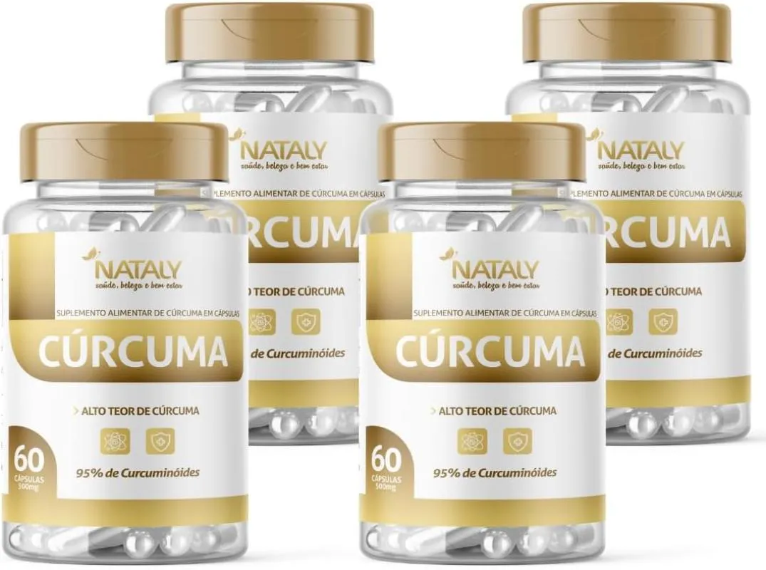 KIT COM 04 - CúRCUMA 95% CURCUMINA 60 CAPSULAS DE 500MG NATALY