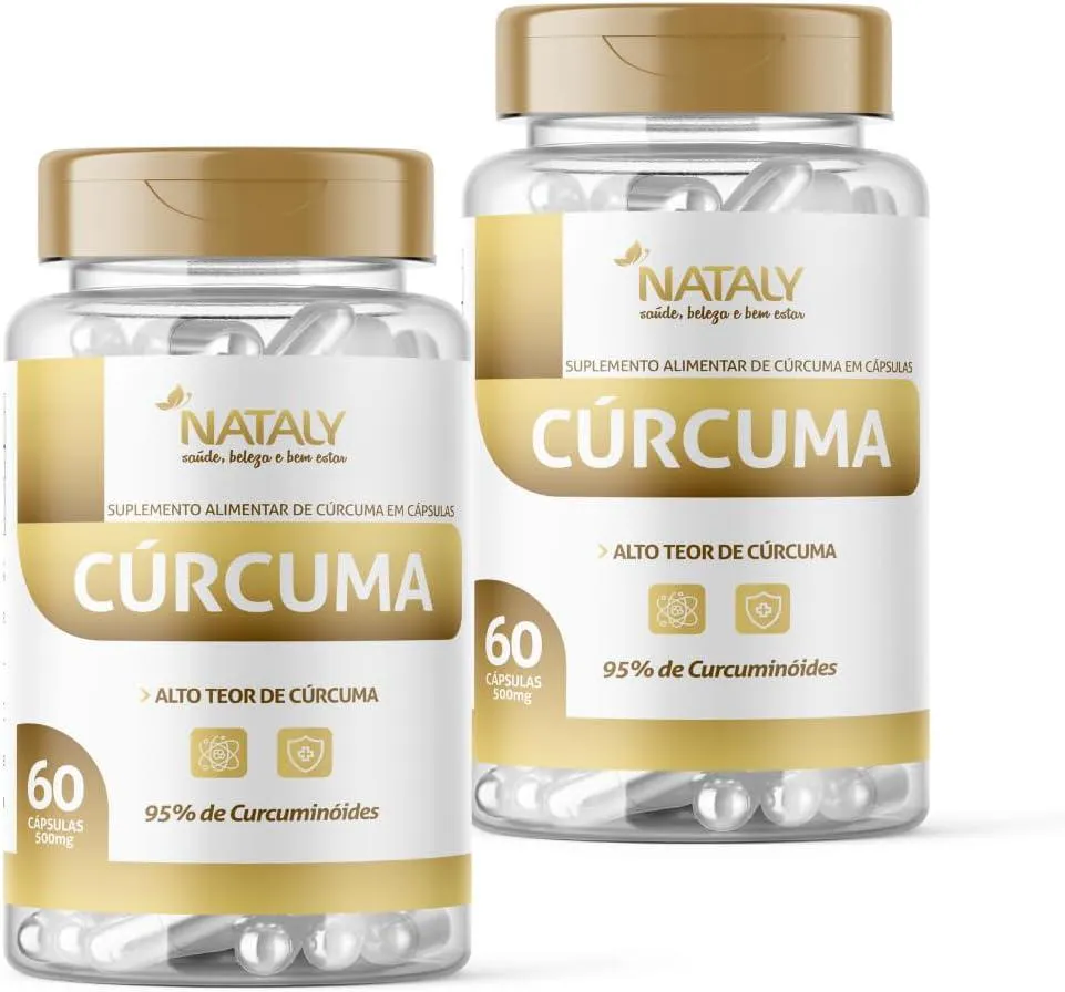 KIT COM 02 - CúRCUMA 95% CURCUMINA 60 CAPSULAS DE 500MG NATALY