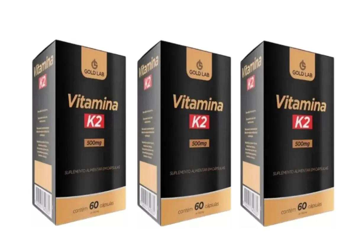 KIT C/3 VITAMINA K2 500MG C/60 CáPSULAS - GOLD LAB