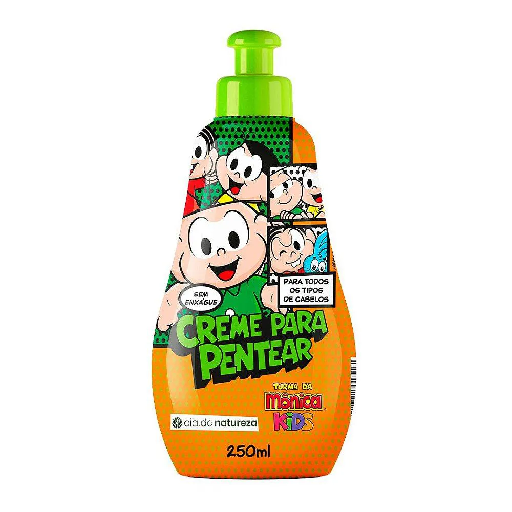 CREME PARA PENTEAR INFANTIL TURMA DA MôNICA SEM ENXáGUE TODOS OS TIPOS DE CABELOS 250ML
