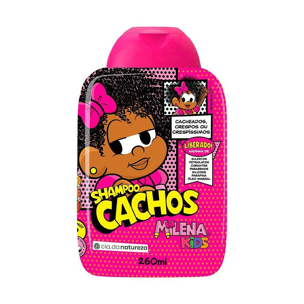 SHAMPOO CACHOS INFANTIL MILENA CABELOS ONDULADOS, CACHEADOS E CRESPOS 260ML