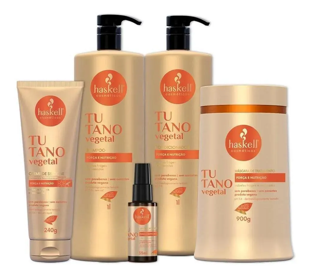 KIT HASKELL TUTANO SH COND MáSCARA 1 LITRO 5 ITENS COMPLETO
