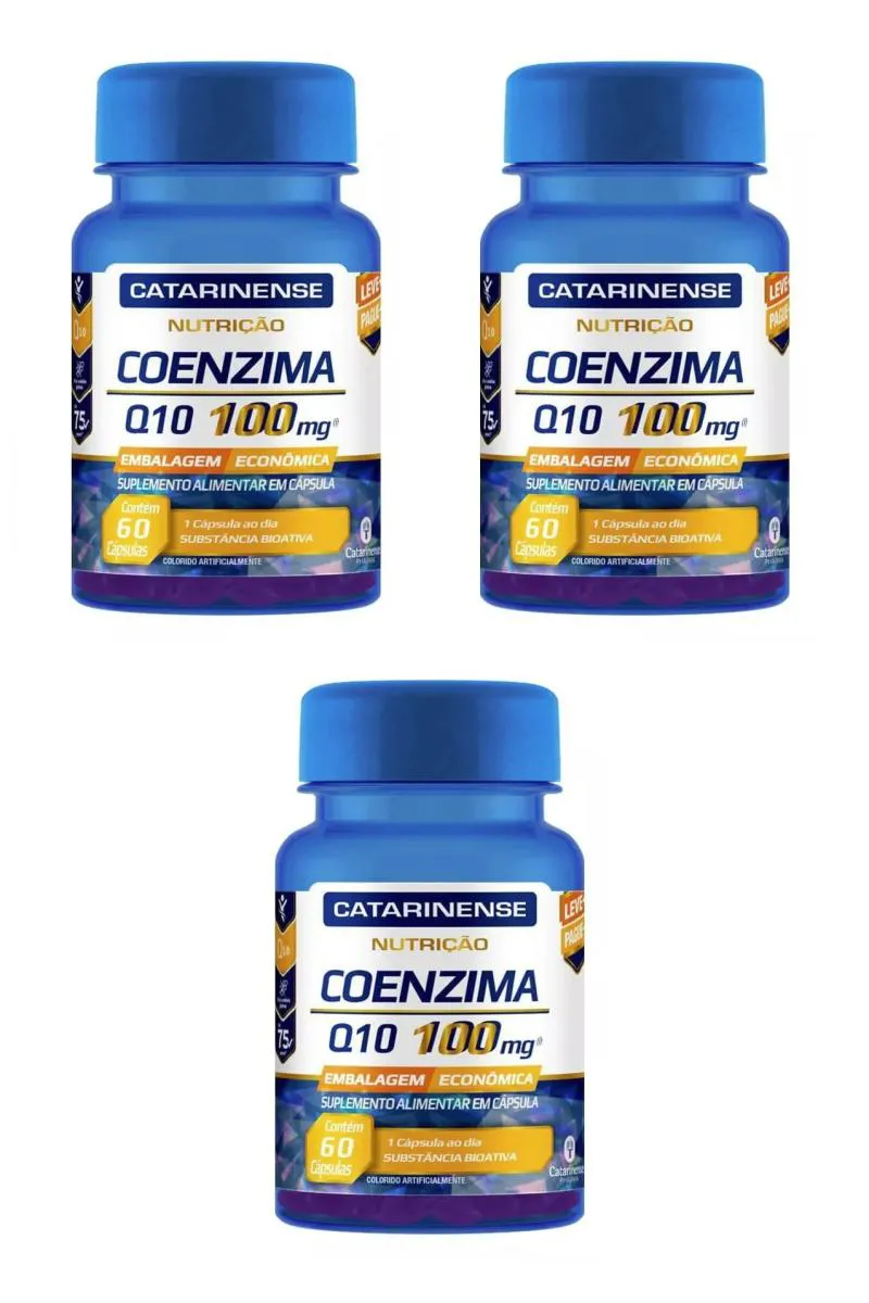KIT 3 SUPLEMENTO CATARINENSE COENZIMA Q10 BIOATIVA 100MG 60CPS