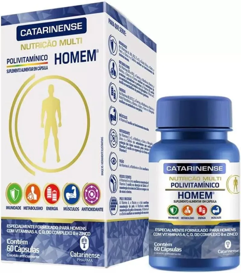 SUPLEMENTO CATARINENSE POLIVITAMíNICO HOMEM ENERGIA 60CPS