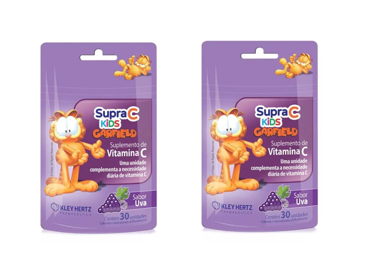 KIT 2 SUPRA C KIDS VITAMINA C IMUNIDADE SABOR UVA 30 GOMAS