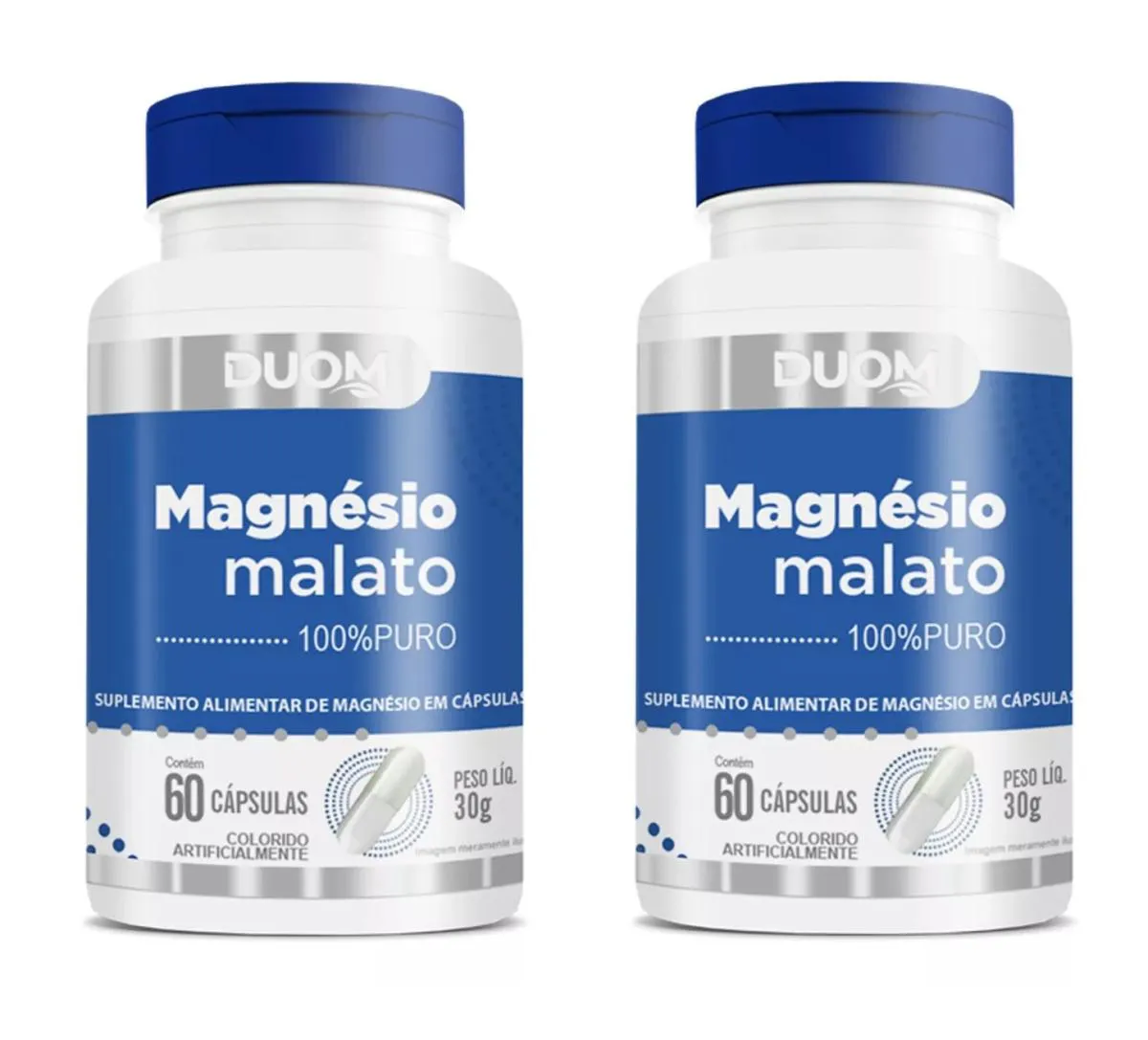 KIT 2 SUPLEMENTO MAGNéSIO MALATO 100% PURO DUOM 60CPS