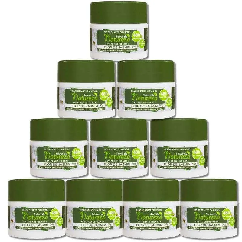 KIT 10 DESODORANTE CREME  FLOR DE JASMIM 50G