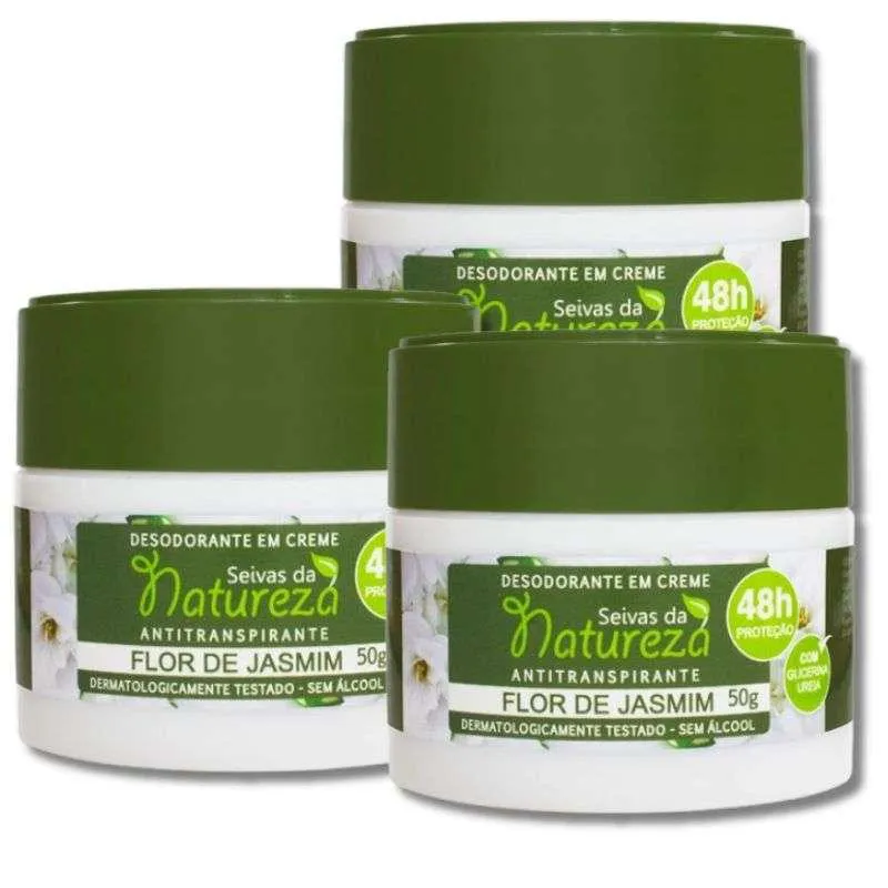 KIT 3 DESODORANTE CREME  FLOR DE JASMIM 50G