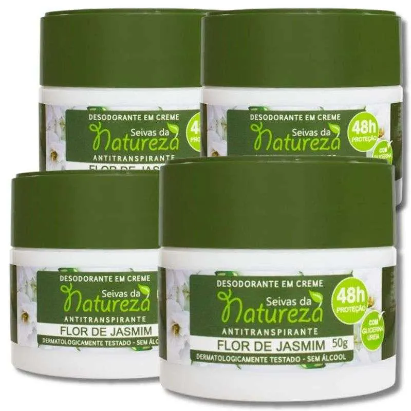 KIT 4 DESODORANTE CREME  FLOR DE JASMIM 50G