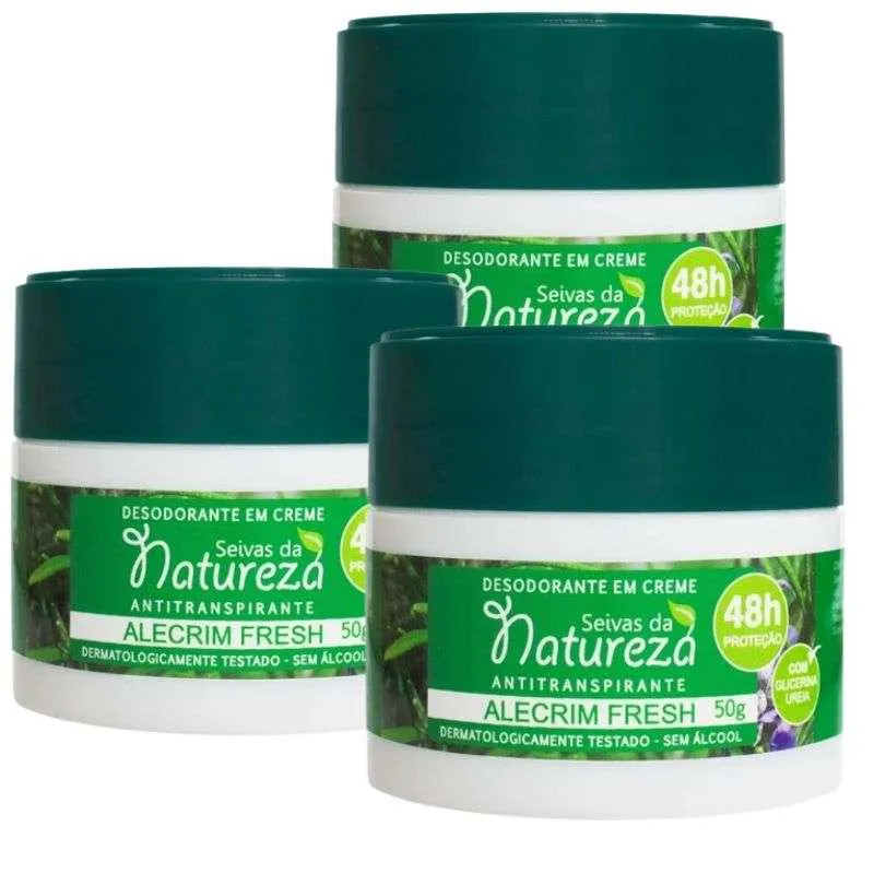 KIT 3 DESODORANTE EM CREME ALECRIM FRESH