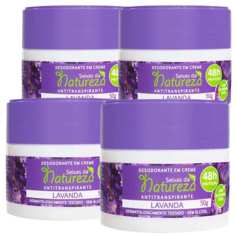 KIT 4 DESODORANTE CREME 50G LAVANDA