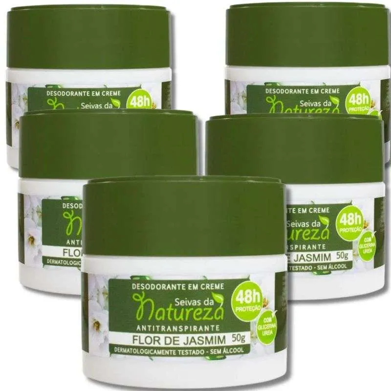 KIT 5 DESODORANTE CREME  FLOR DE JASMIM 50G