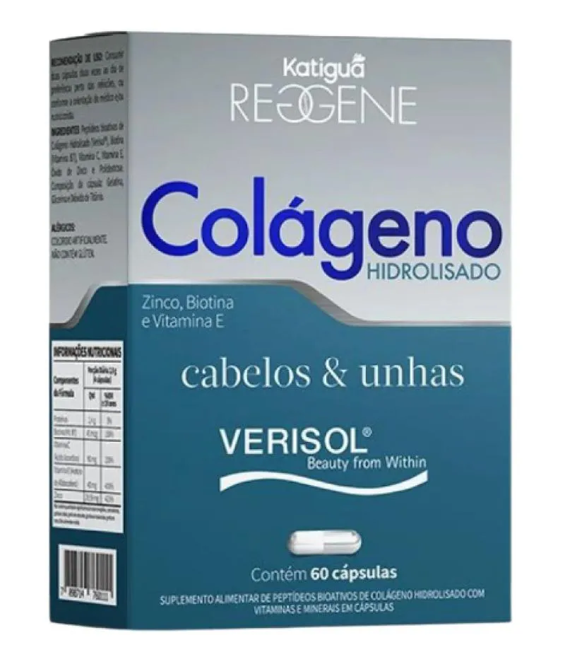 COLáGENO VERISOL CABELOS E UNHAS 60 CáPS  - KATIGUá