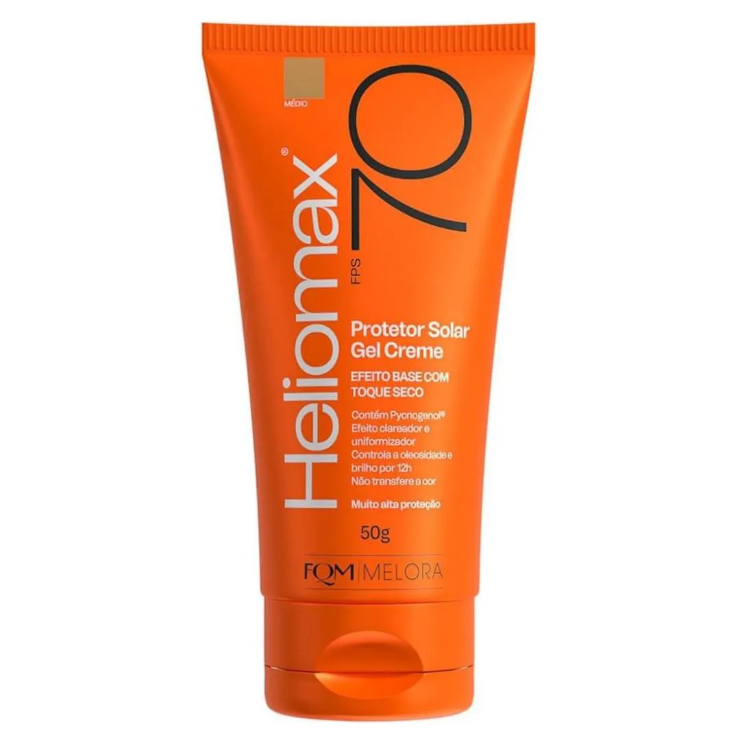 FQM MELORA HELIOMAX PROTETOR SOLAR GEL CREME COR MéDIO FPS70 50G (7898244720159)