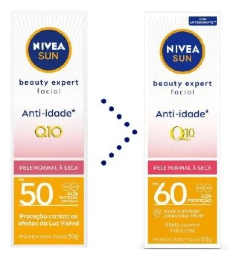 PROTETOR SOLAR NIVEA FACIAL BE FPS60 Q10 ANTIIDADE 50G