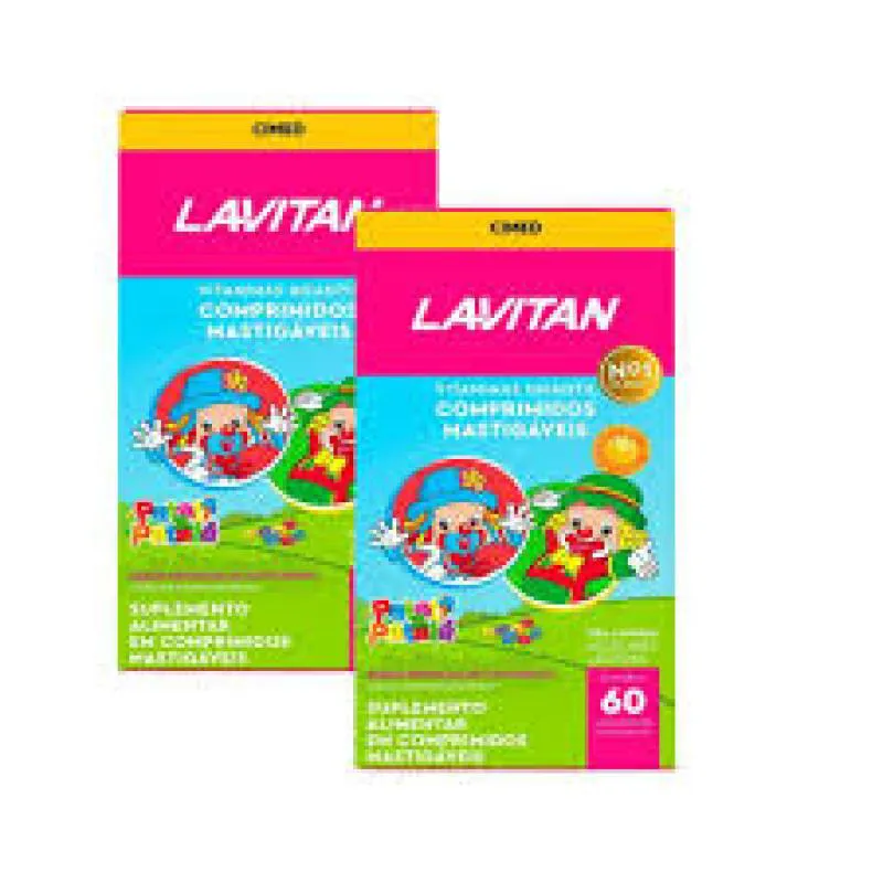 KIT COM 2 - SUPLEMENTO INFANTIL - LAVITAN PATATI PATATA - SABOR TUTTI FRUTTI - COM 60 COMPRIMIDOS MASTIGáVEIS