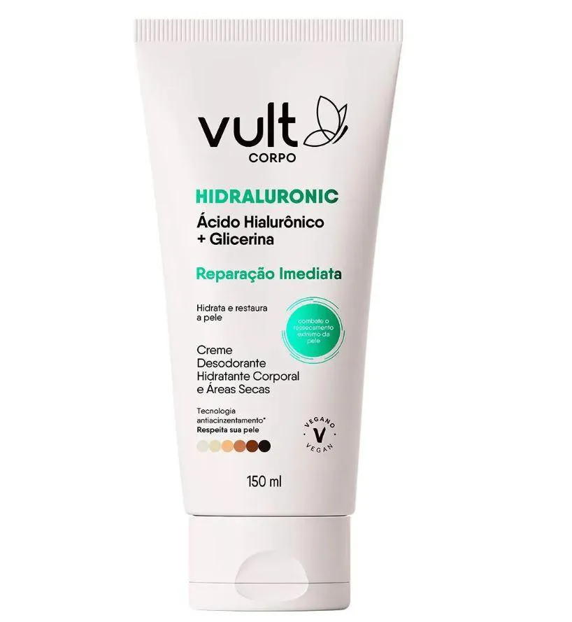 CREME HIDRATANTE DESODORANTE CORPORAL VULT CORPO HIDRALURONIC GLICERINA REPARAçãO IMEDIATA ÁREAS SECAS 150ML