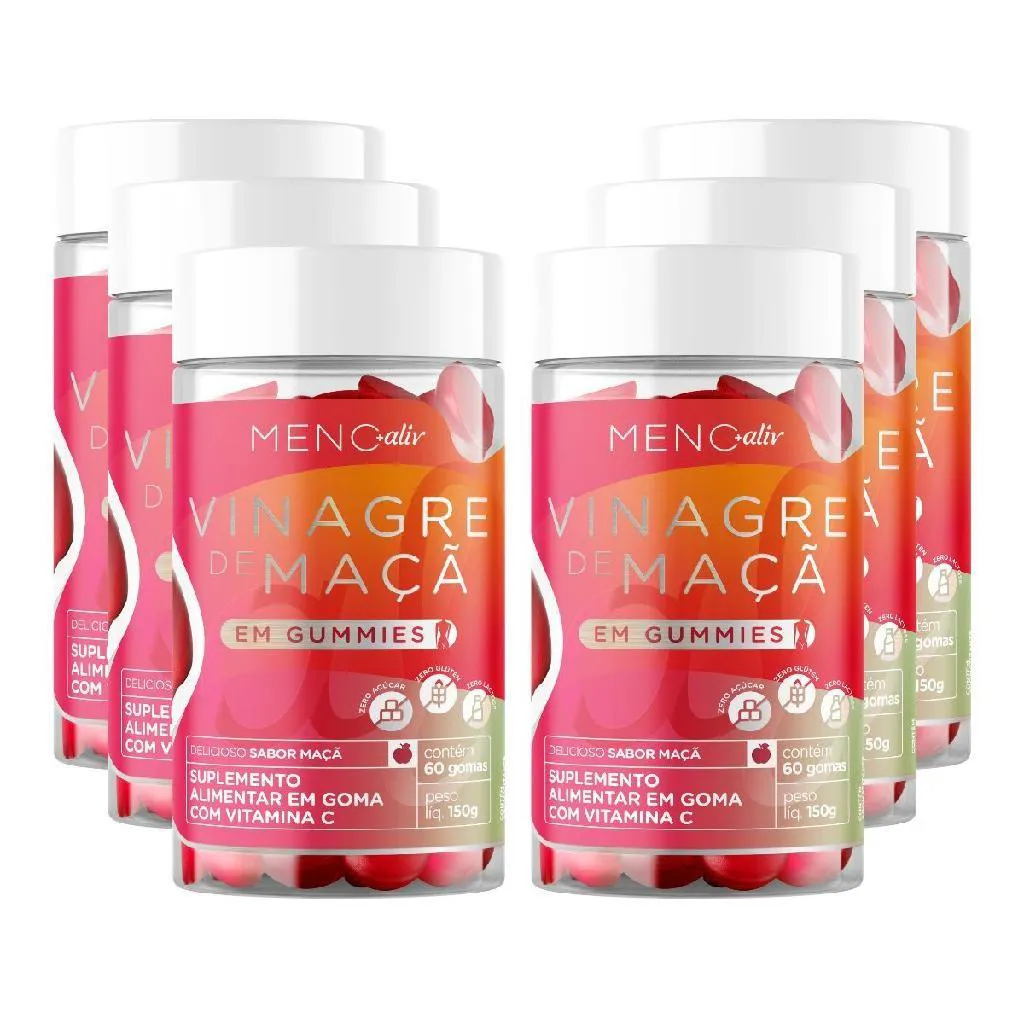 6 POTES - GUMMIE VINAGRE DE MAçã MENO+ GAMMY COM VITAMINA C
