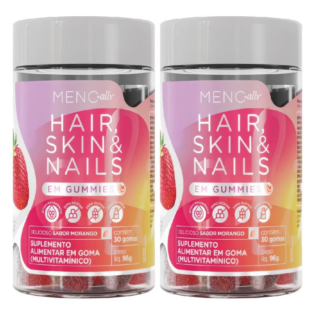 2 POTES - GUMMIE ALIV HAIR, SKIN & NAILS, GAMMY CABELO PELE