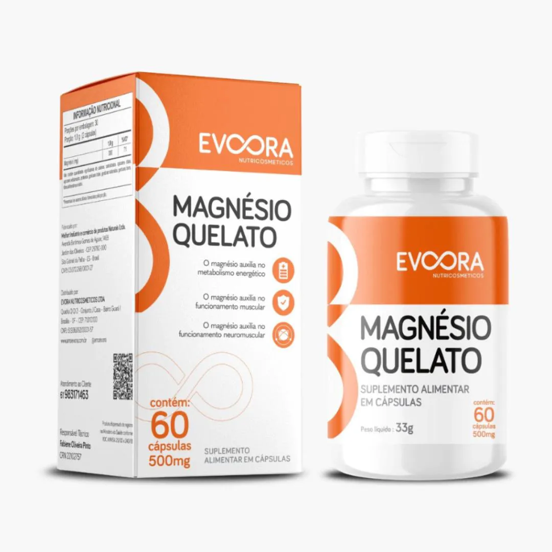 MAGNéSIO QUELATO 60 CáPSULAS EVORA