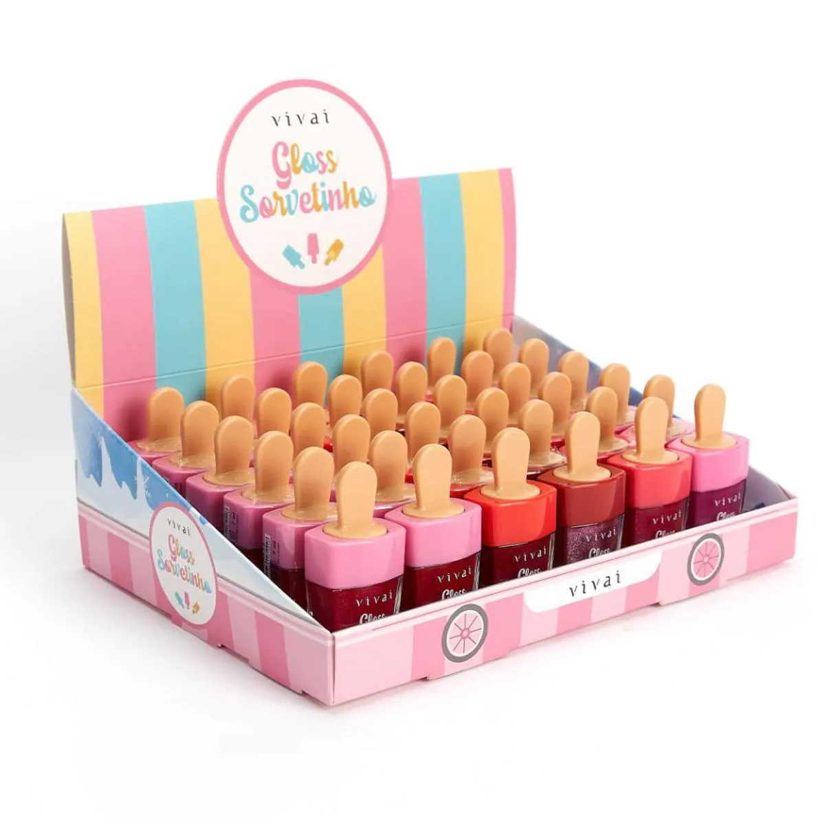 KIT 36 GLOSS LABIAL SORVETINHO COM GLITTER VIVAI