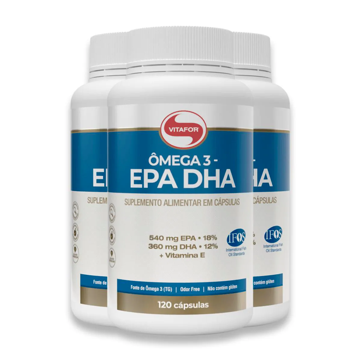 Kit 3 Ômega 3 EPA DHA Vitafor 120 Cápsulas