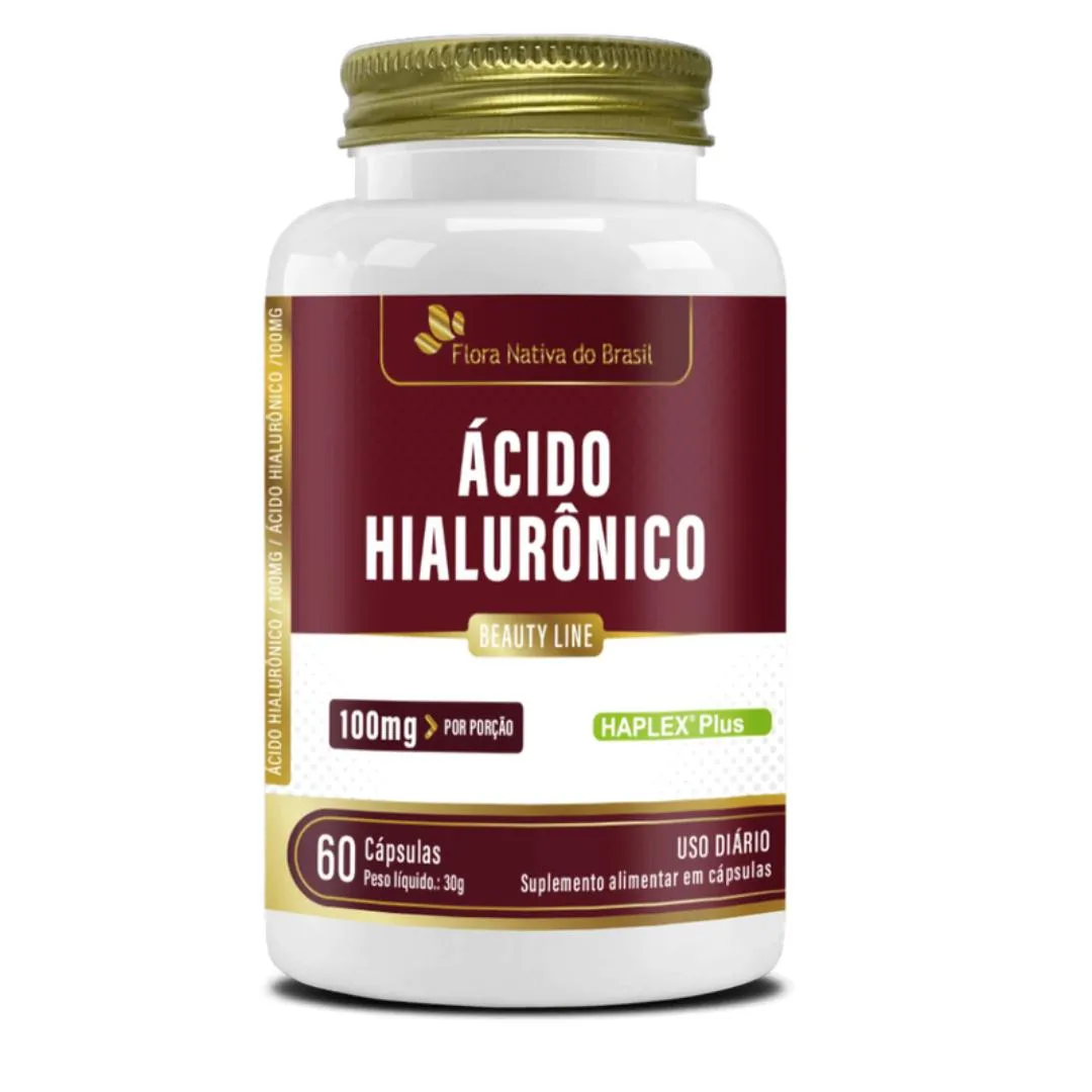 ÁCIDO HIALURôNICO 100MG P/PORçãO 60 CáPSULAS FLORA NATIVA