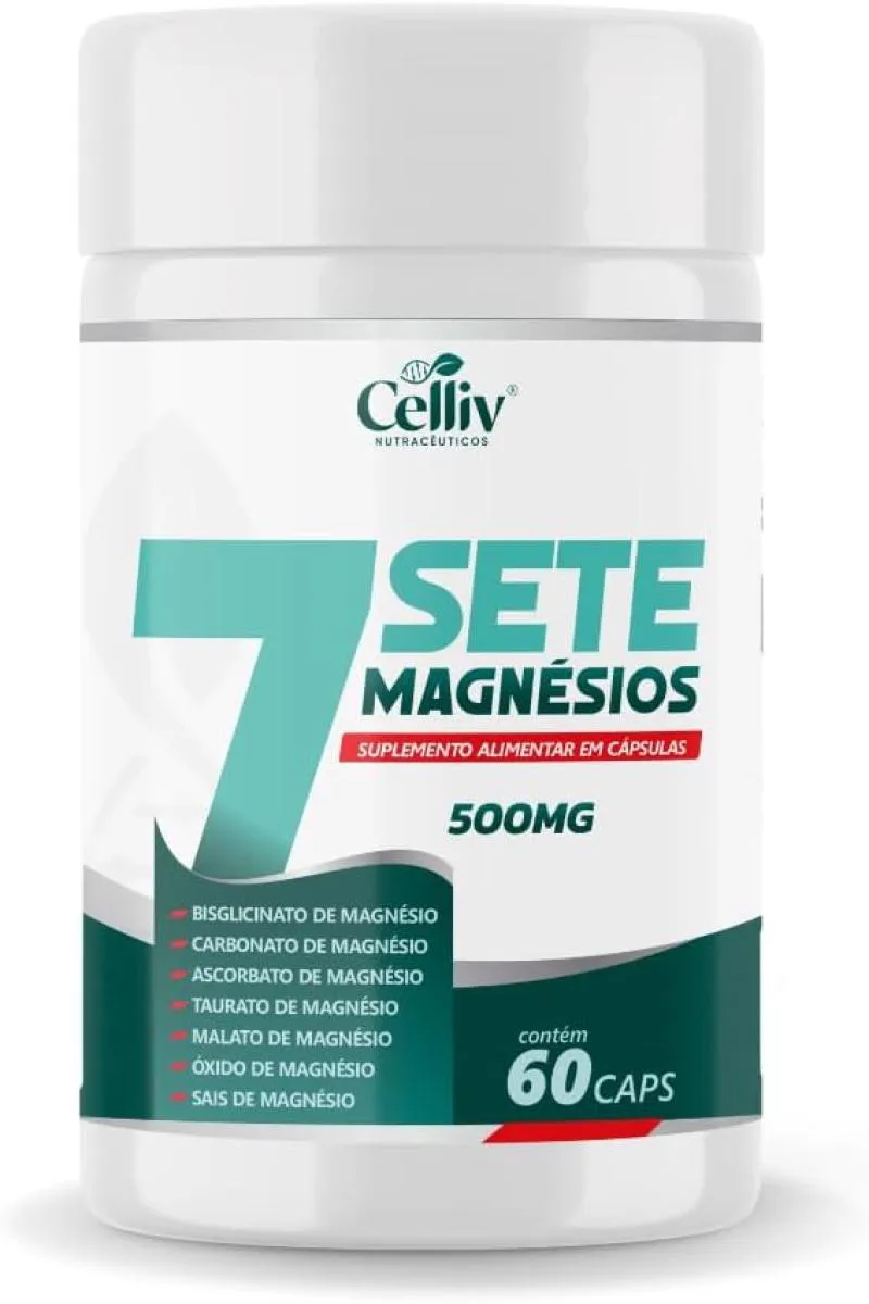 7SETE MAGNéSIOS (BISGLICINATO, CARBONATO, ASCORBATO, TAURATO, MALATO +) 60 CAPS 500MG CELLIV