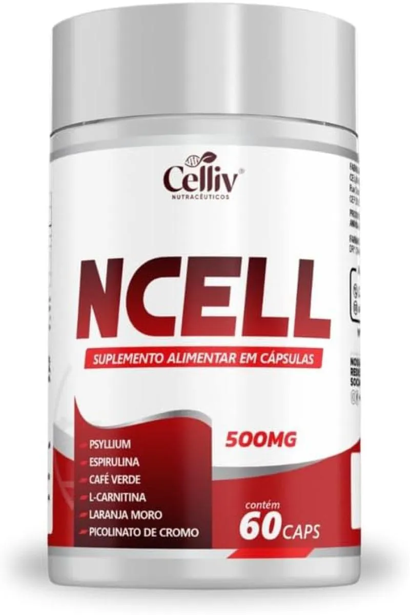 NCELL (PSYLLIUM, ESPIRULINA, CAFé VERDE, L-CARNITINA, LARANJA MORO E CROMO) 60 CAPS CELLIV