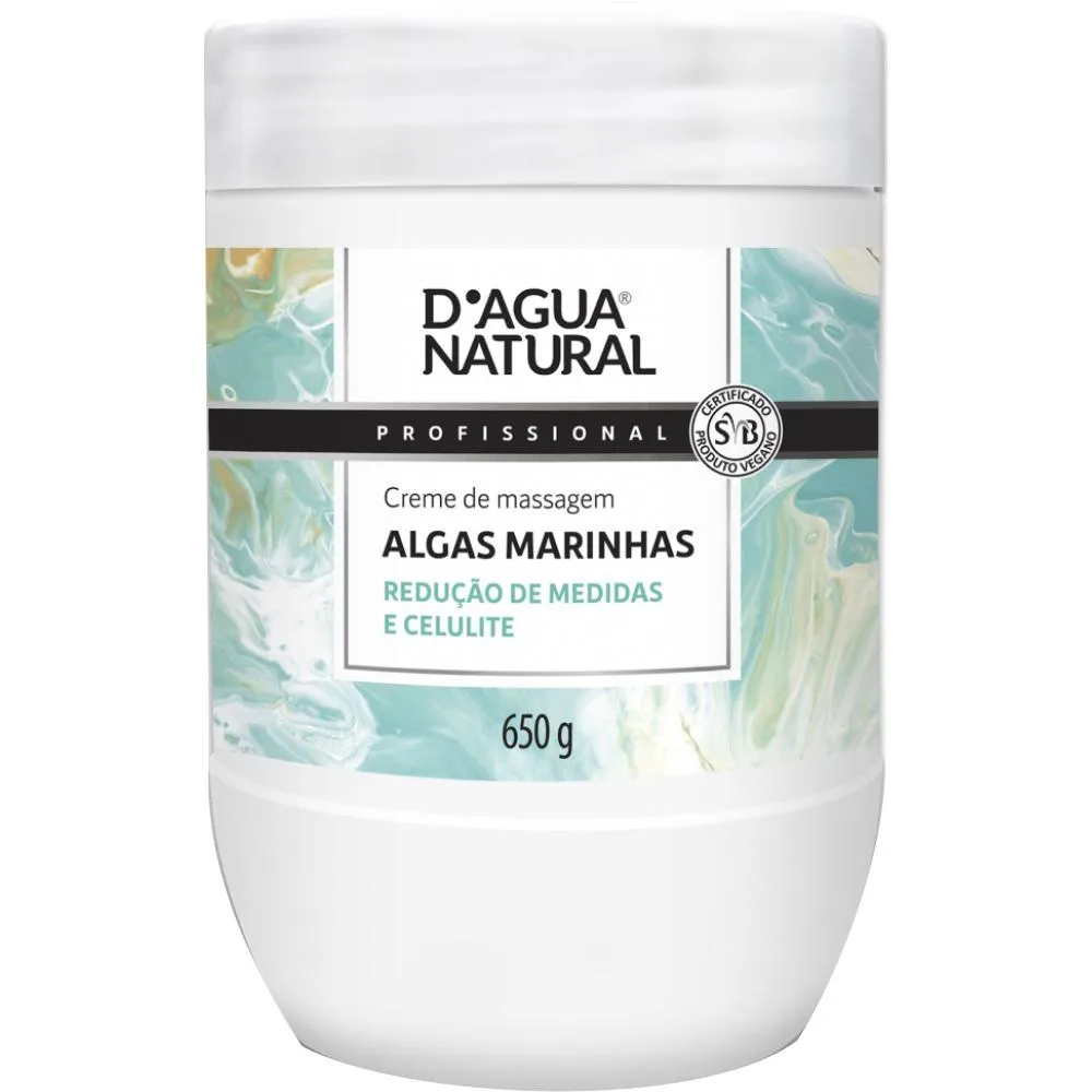 Creme Corporal Para Massagem Algas Marinhas 650g D'Agua Natural