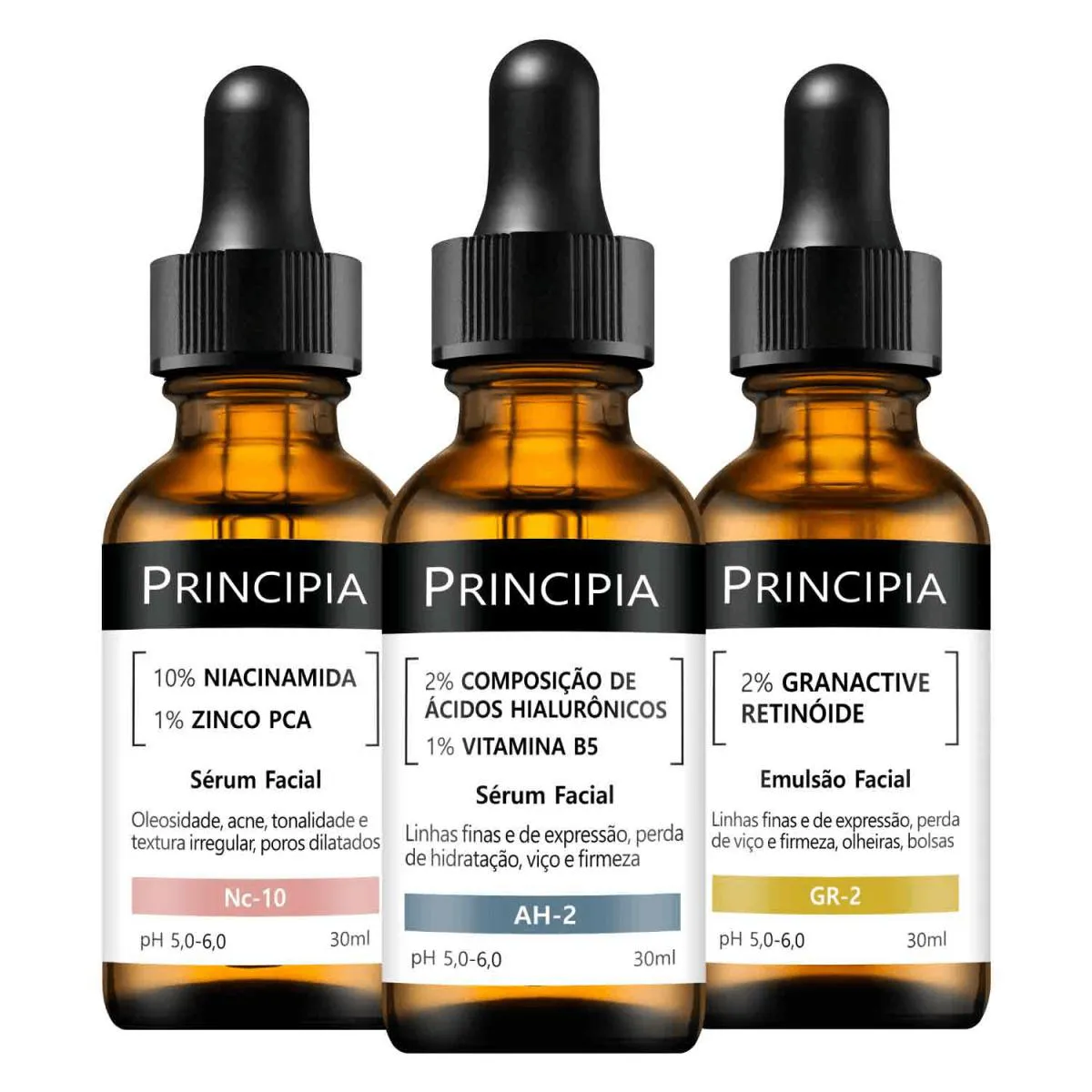 KIT 3 SéRUNS PRINCIPIA NIACINAMIDA + HIALURôNICOS + RETINóIDE