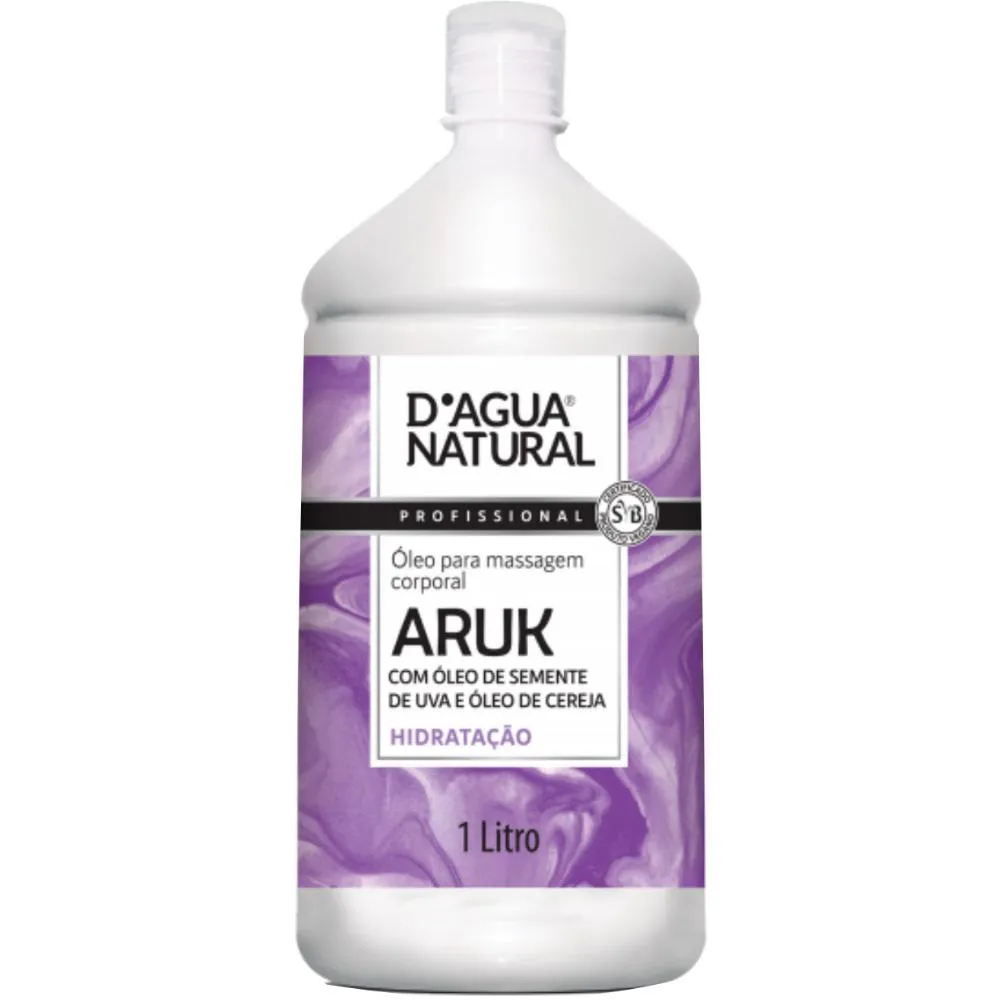 Oleo Massagem Corporal Aruk Semente Uva Cereja 1Lt D'Agua Natural