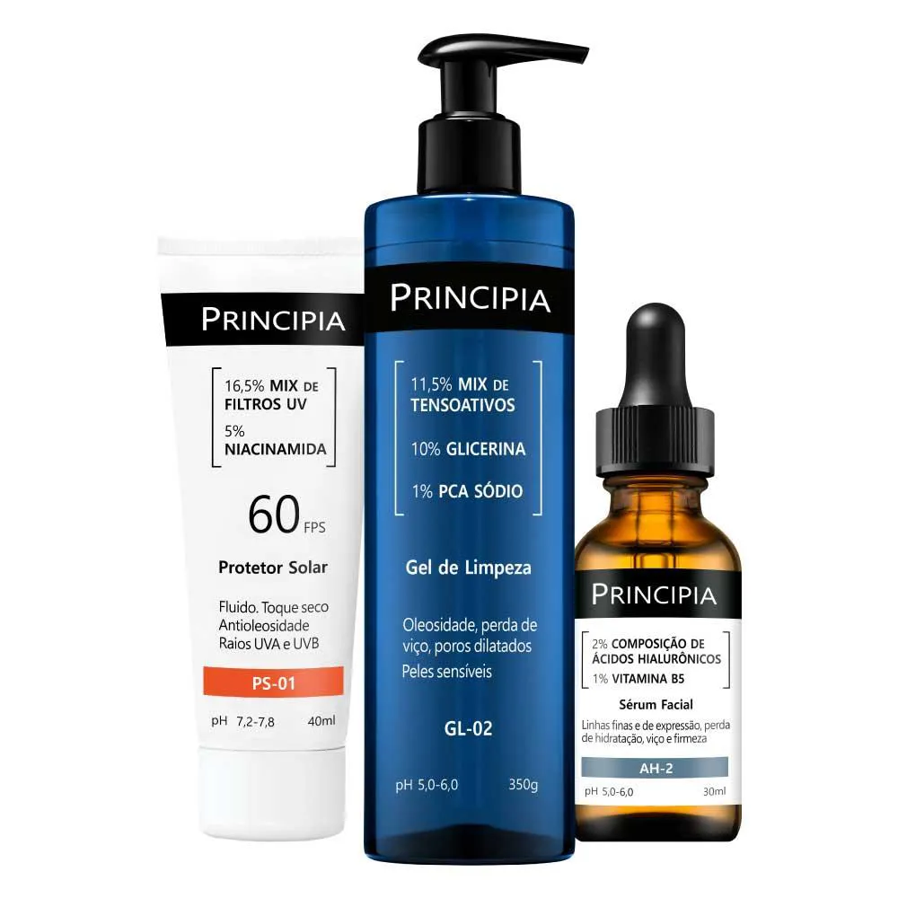 KIT PRIMEIRA ROTINA SKINCARE C/ GL-02 + AH-2 + PS-01