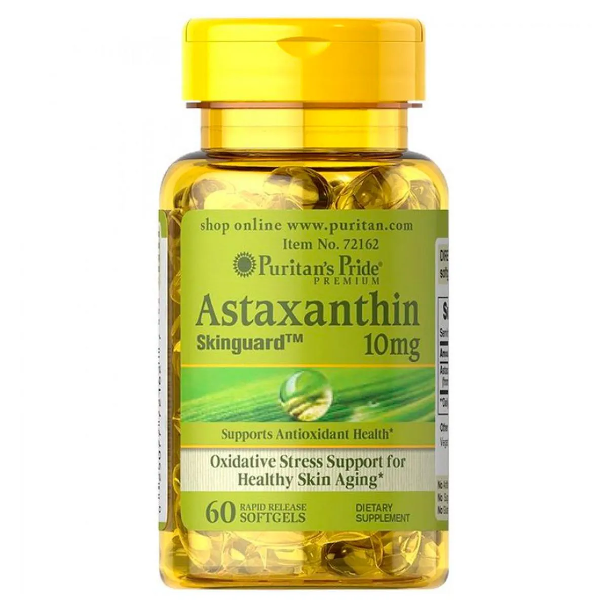 NATURAL ASTAXANTHIN ASTAXANTINA 10MG 60 SGELS PURITANS PRIDE
