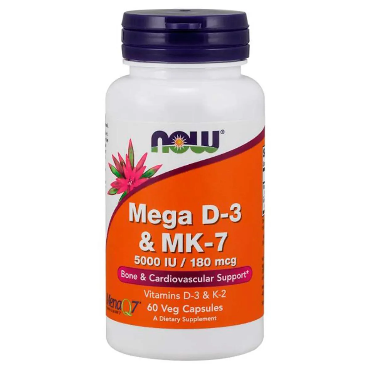 VITAMINA D3 5000UI + K2 MK7 180MCG (60 VCAPS) NOW FOODS