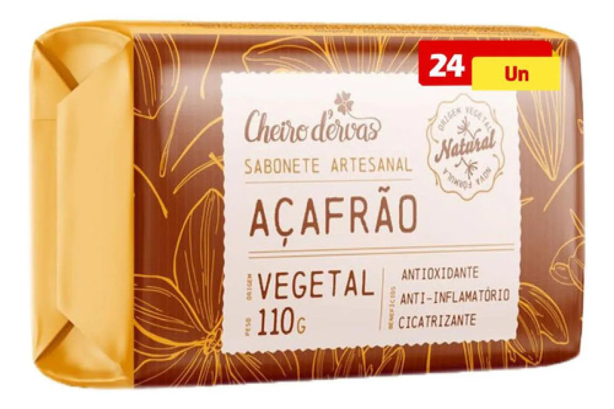KIT 24 SABONETE DE ACAFRAO 110G - CHEIRO DE ERVAS